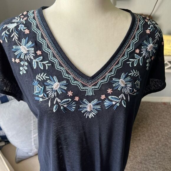 J.Jill oversized 100% linen embroidered tunic top size S - Picture 4 of 6